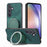 For Samsung Galaxy A55 5G Phone Case with Rotating Kickstand Stress Relief Retro Leather Back Cover - Green - 2