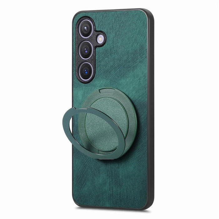 For Samsung Galaxy A55 5G Phone Case with Rotating Kickstand Stress Relief Retro Leather Back Cover - Green - 3