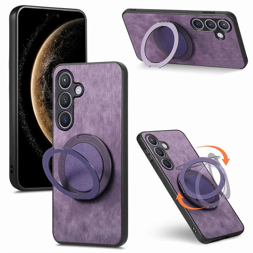 For Samsung Galaxy A05s 4G Phone Case with Rotating Kickstand Stress Relief Retro Leather Back Cover - Purple - 1