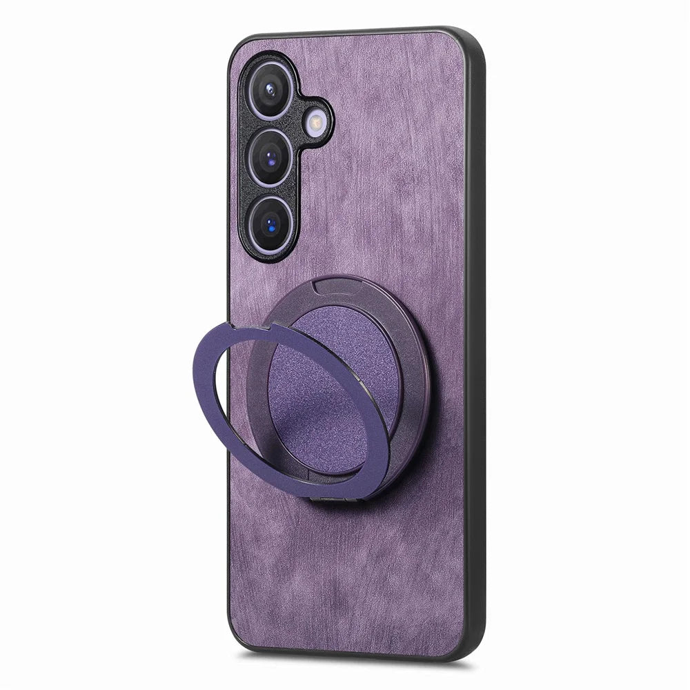 For Samsung Galaxy A05s 4G Phone Case with Rotating Kickstand Stress Relief Retro Leather Back Cover - Purple - 3