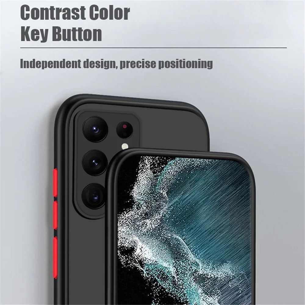 For Samsung Galaxy S24 Ultra Case TPU + PC Matte Anti Drop Phone Back Cover - Black - 5