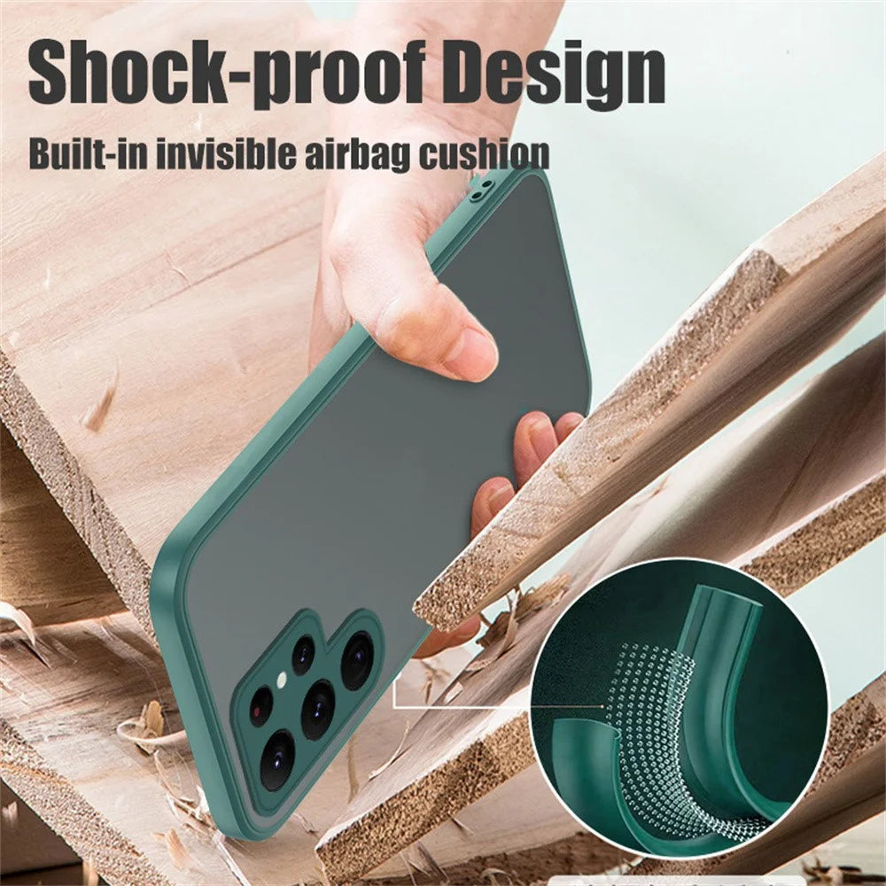 For Samsung Galaxy S25 Ultra Case TPU + PC Matte Anti Drop Phone Back Cover - Black - 6