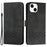 For iPhone 14 Plus Phone Case with Strap Imprint PU Leather Wallet Stand Cover - Black - 1