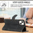For iPhone 14 Plus Phone Case with Strap Imprint PU Leather Wallet Stand Cover - Black - 4