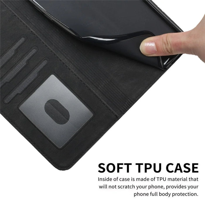 For iPhone 14 Plus Phone Case with Strap Imprint PU Leather Wallet Stand Cover - Black - 6