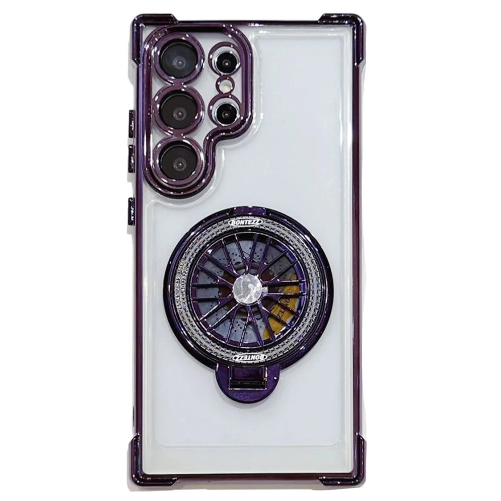 For Samsung Galaxy S25 Ultra Phone Case Gyroscope Kickstand Electroplating TPU PC Mobile Cover - Purple - 1