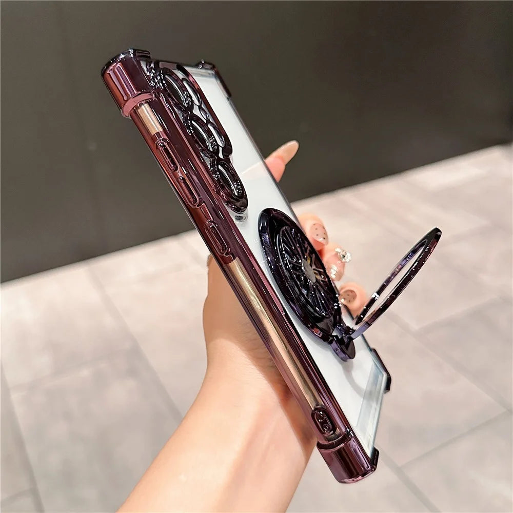 For Samsung Galaxy S25 Ultra Phone Case Gyroscope Kickstand Electroplating TPU PC Mobile Cover - Purple - 6