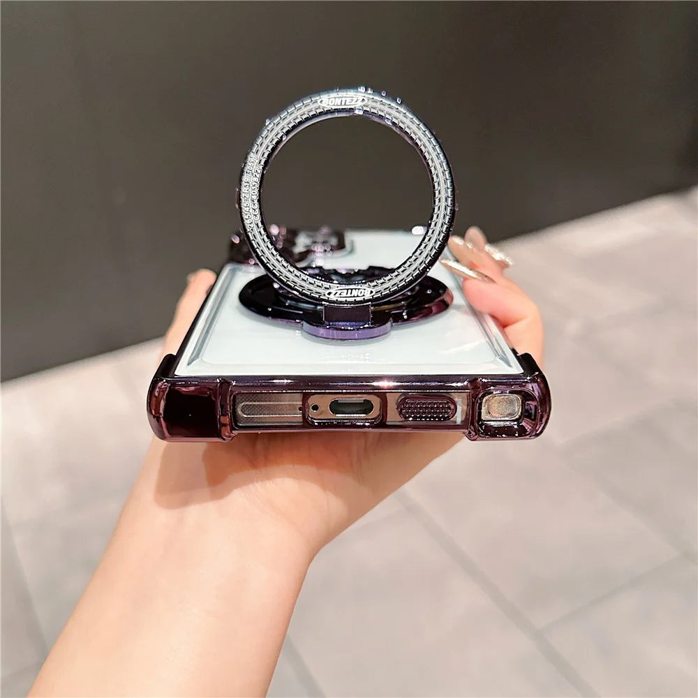 For Samsung Galaxy S25 Ultra Phone Case Gyroscope Kickstand Electroplating TPU PC Mobile Cover - Purple - 7
