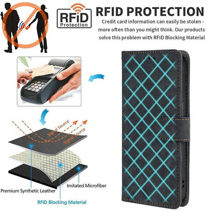 For Umidigi G100 Wallet Case RFID Blocking PU Leather Cover Stand View - Black - 6