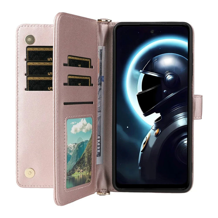 Wallet Phone Case for HMD Pulse Pro / Pulse+ / Pulse Leather Phone Cover with Shoulder / Wrist Strap - Pink - 2