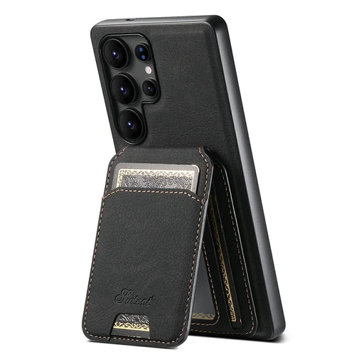 SUTENI H16 For Samsung Galaxy S25 Ultra Magnetic Case Kickstand Phone Cover Detachable Card Holder - Black - 2