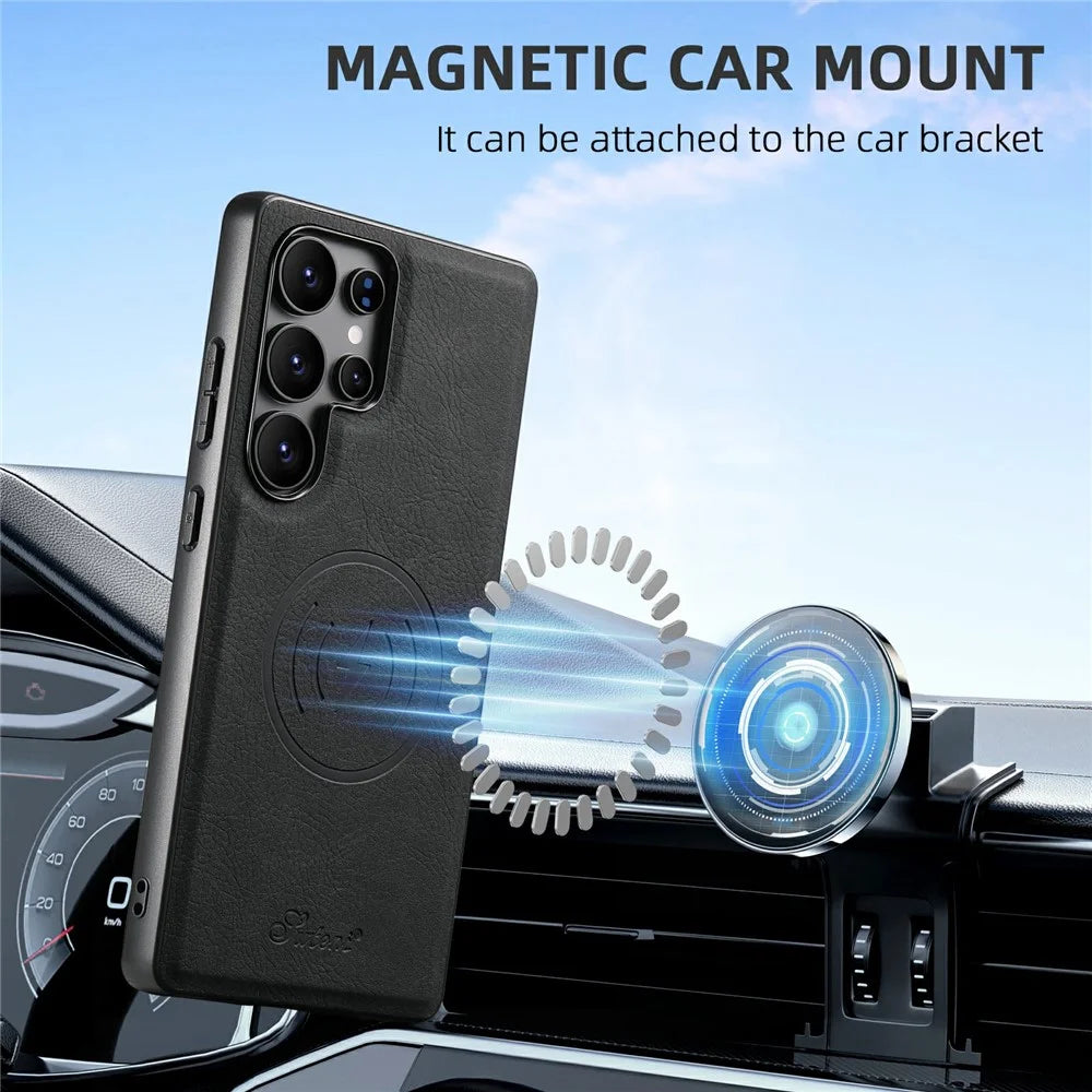 SUTENI H16 For Samsung Galaxy S25 Ultra Magnetic Case Kickstand Phone Cover Detachable Card Holder - Black - 7