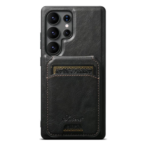 SUTENI H15 For Samsung Galaxy S25 Ultra Magnetic Case Detachable Card Holder Phone Cover - Black - 1
