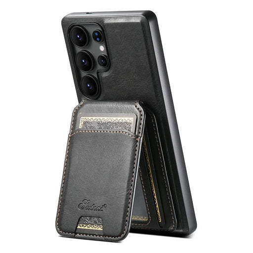 SUTENI H15 For Samsung Galaxy S25 Ultra Magnetic Case Detachable Card Holder Phone Cover - Black - 2