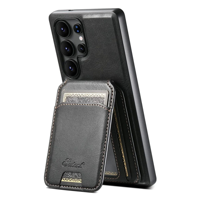 SUTENI H15 For Samsung Galaxy S25 Ultra Magnetic Case Detachable Card Holder Phone Cover - Black - 2