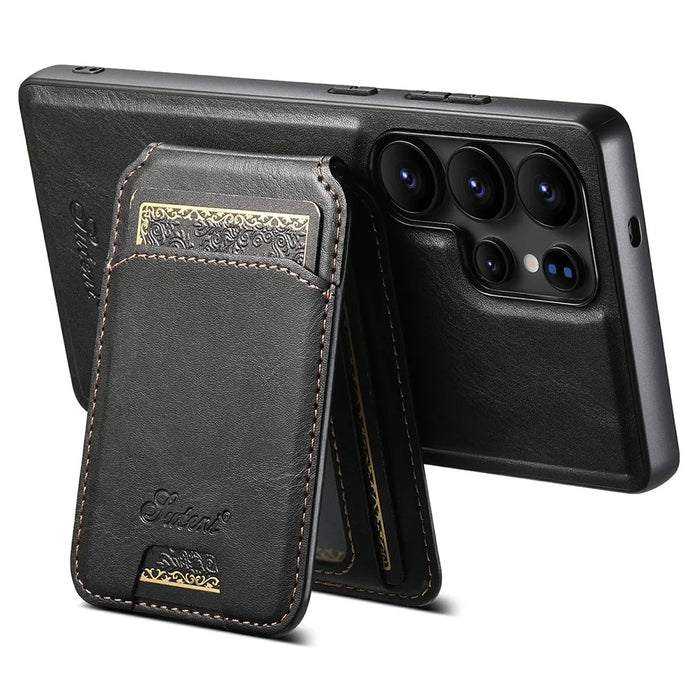 SUTENI H15 For Samsung Galaxy S25 Ultra Magnetic Case Detachable Card Holder Phone Cover - Black - 3