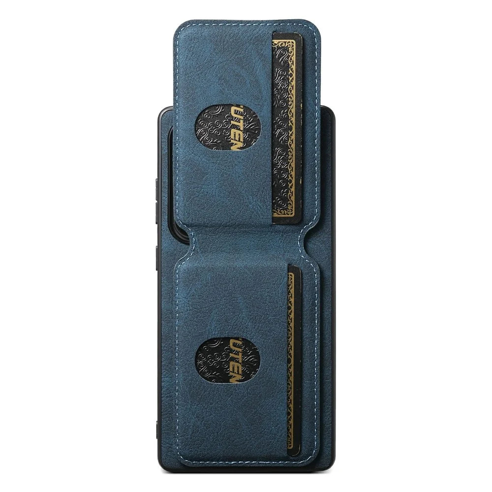 SUTENI H02 For Samsung Galaxy S25 Ultra Case Card Slots Kickstand Litchi Texture Leather + TPU Cover - Blue - 2