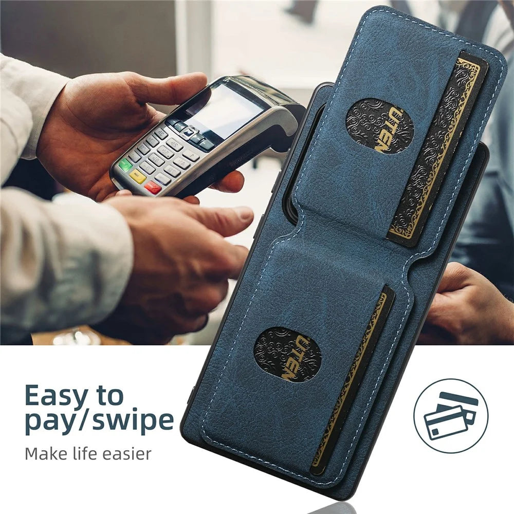 SUTENI H02 For Samsung Galaxy S25 Ultra Case Card Slots Kickstand Litchi Texture Leather + TPU Cover - Blue - 6