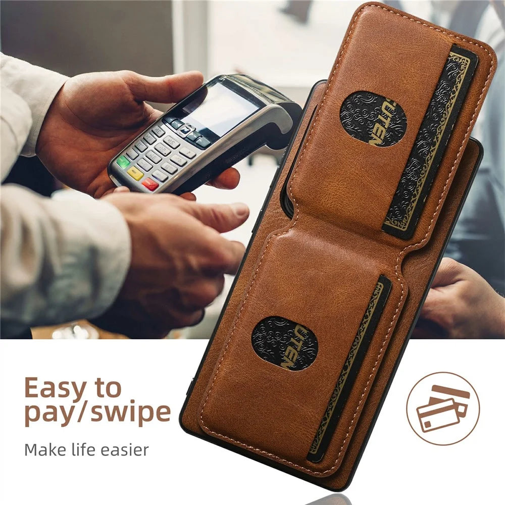 SUTENI H02 For Samsung Galaxy S25 Ultra Case Waxy Texture Leather + TPU Card Slots Kickstand Phone Cover - Brown - 6
