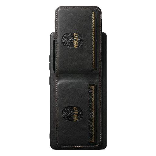 SUTENI H03 For Samsung Galaxy S25 Ultra Case Card Holder Waxy Texture Leather + TPU Phone Cover - Black - 2
