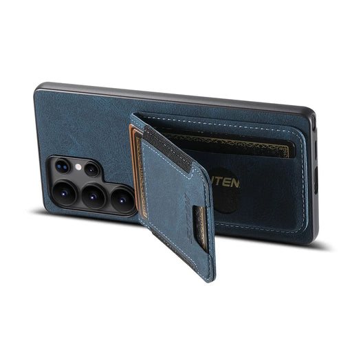 SUTENI H03 For Samsung Galaxy S25 Ultra Case Card Holder Kickstand Litchi Texture Leather + TPU Phone Cover - Blue - 2