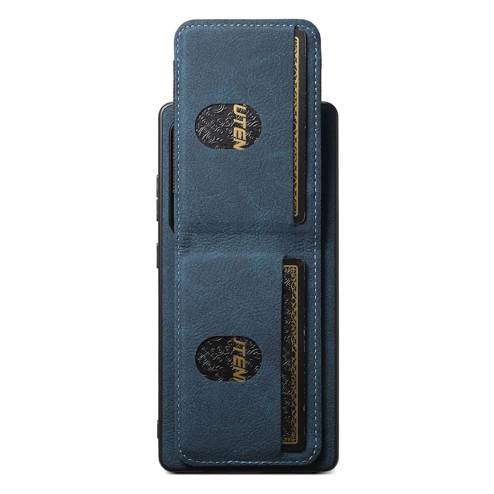 SUTENI H03 For Samsung Galaxy S25 Ultra Case Card Holder Kickstand Litchi Texture Leather + TPU Phone Cover - Blue - 4