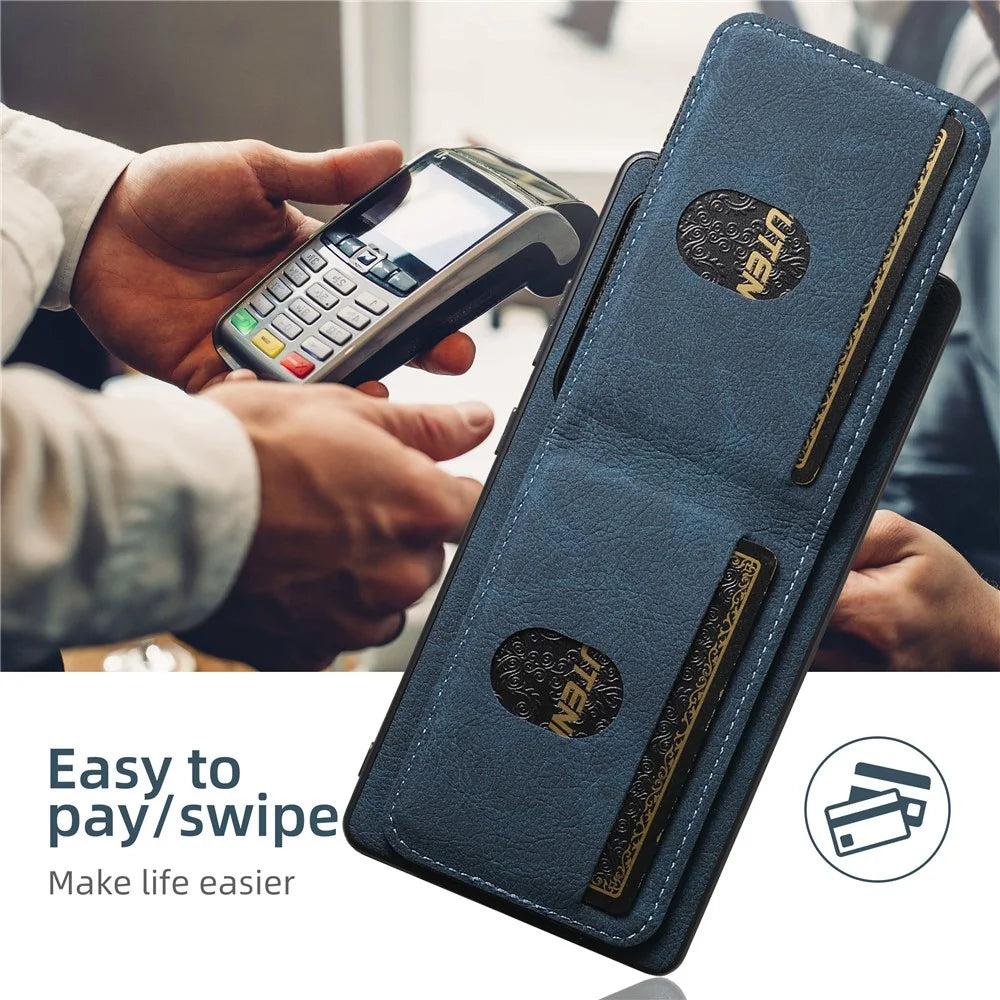 SUTENI H03 For Samsung Galaxy S25 Ultra Case Card Holder Kickstand Litchi Texture Leather + TPU Phone Cover - Blue - 5