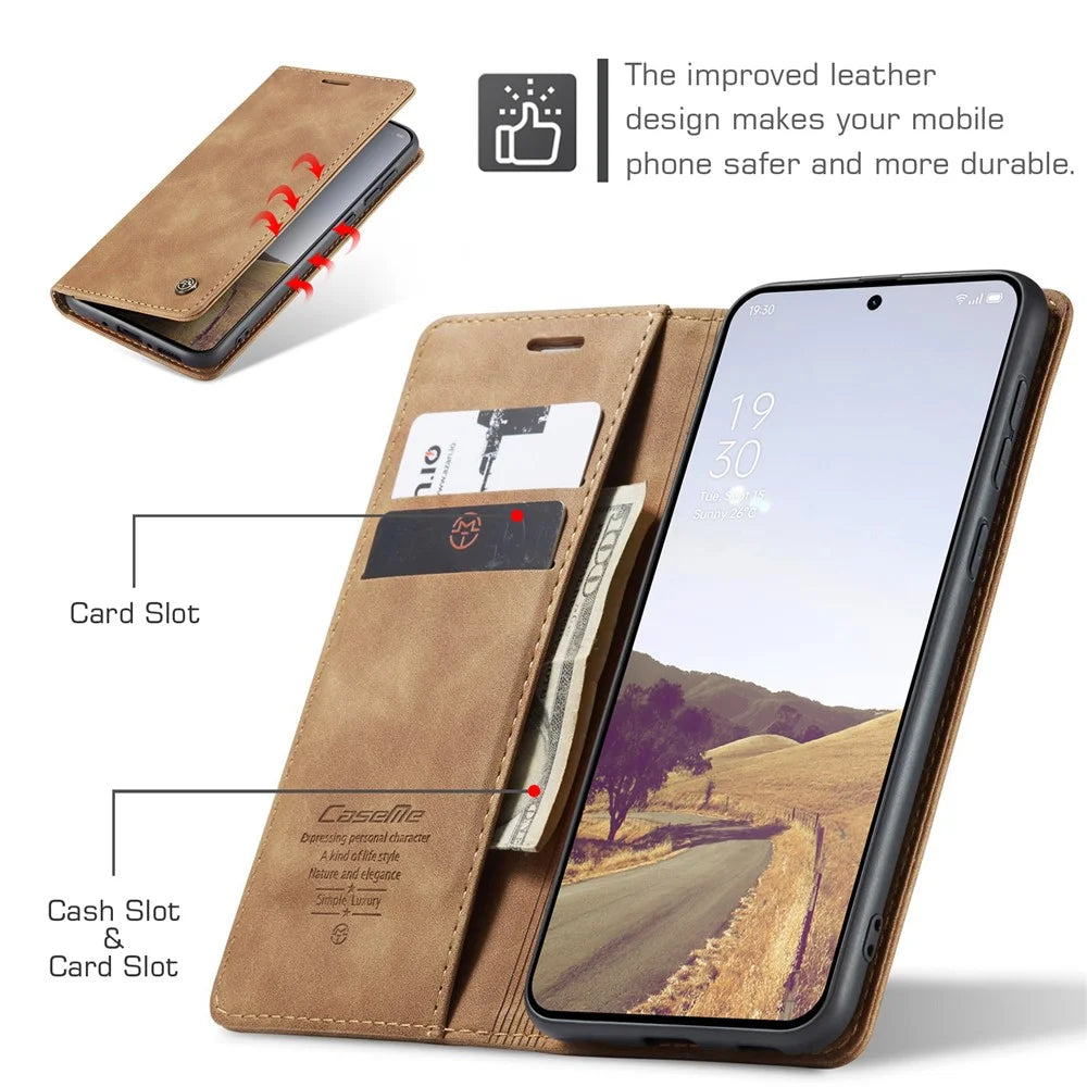 CASEME For OnePlus 13 Wallet Case  013 Series PU Leather Phone Cover Stand - Brown - 3