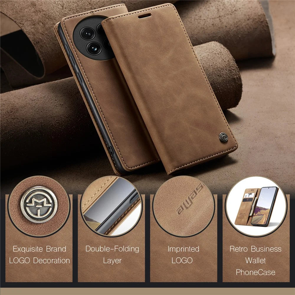 CASEME For OnePlus 13 Wallet Case  013 Series PU Leather Phone Cover Stand - Brown - 4