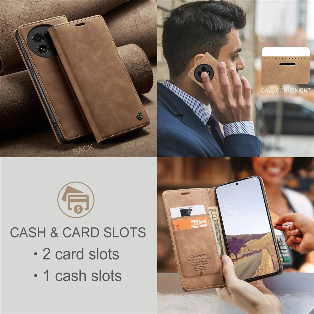 CASEME For OnePlus 13 Wallet Case  013 Series PU Leather Phone Cover Stand - Brown - 6