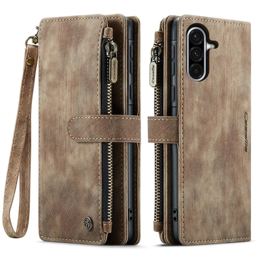 CASEME For Samsung Galaxy A56 5G Phone Cases with Strap  C30 Zipper Multiple Card Holder PU Leather Cover - Brown - 2