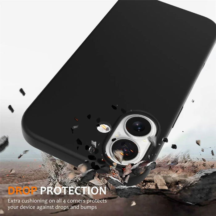 For iPhone 16 Case Compatible with MagSafe Liquid Silicone Phone Cover with Camera Touch Control Button - Black - 2