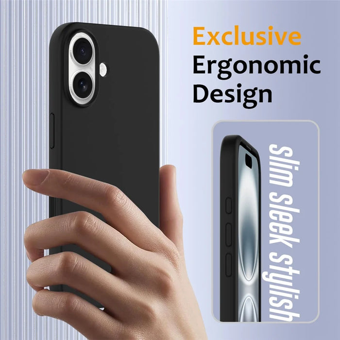 For iPhone 16 Case Compatible with MagSafe Liquid Silicone Phone Cover with Camera Touch Control Button - Black - 4