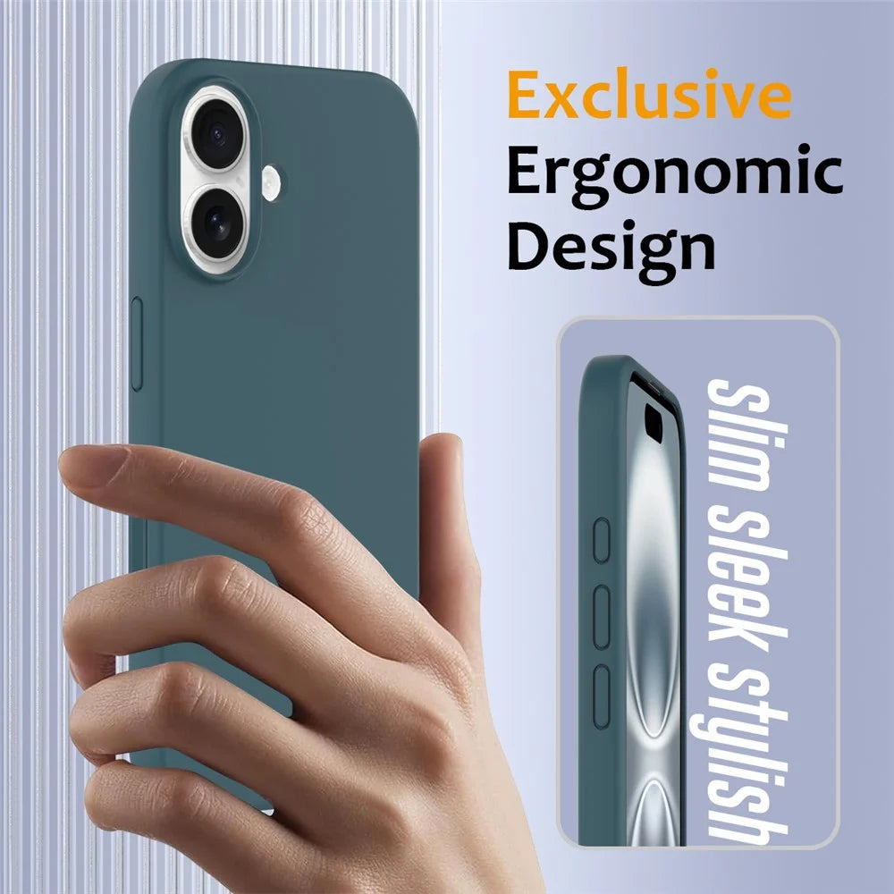 For iPhone 16 Plus Case Compatible with MagSafe Liquid Silicone Phone Cover with Camera Touch Control Button - Lake Green - 4