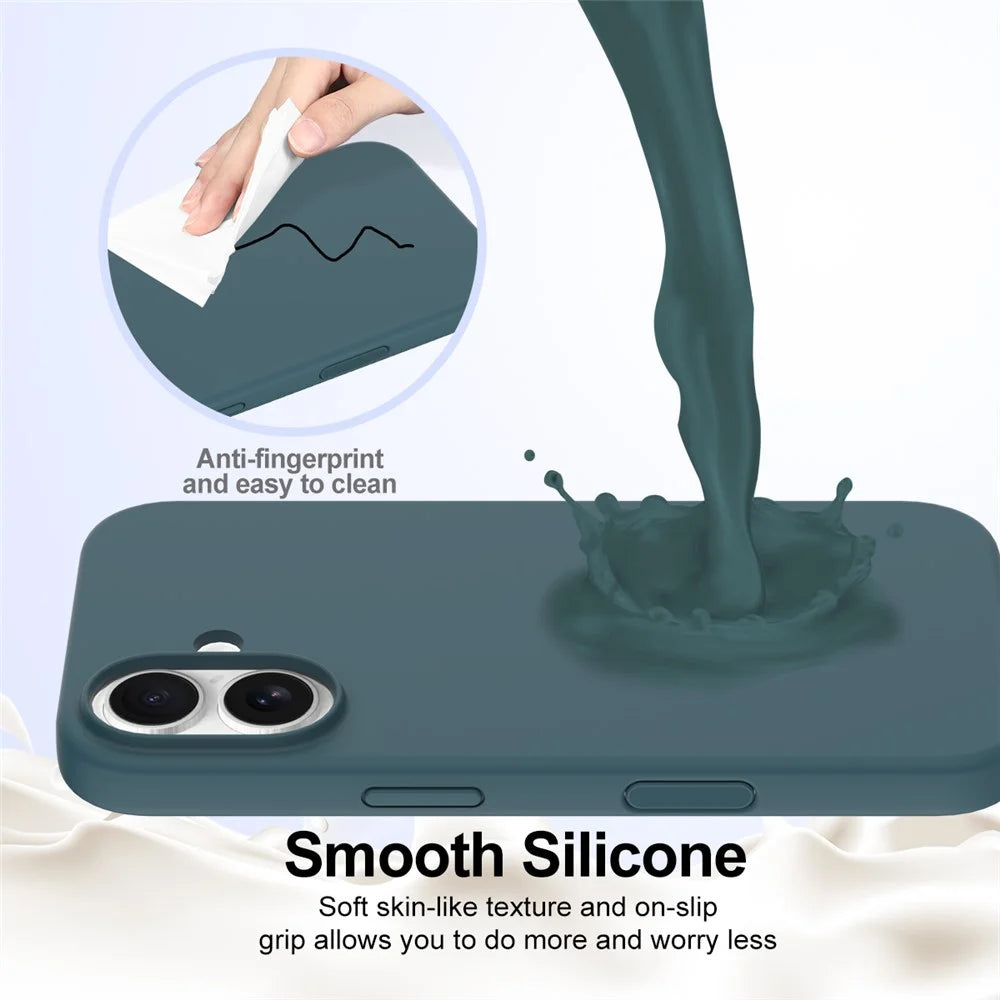 For iPhone 16 Plus Case Compatible with MagSafe Liquid Silicone Phone Cover with Camera Touch Control Button - Lake Green - 5