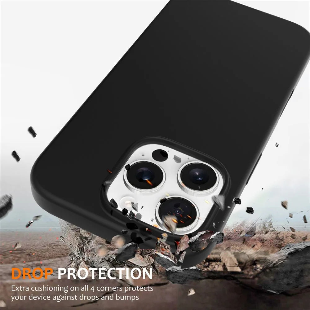 For iPhone 16 Pro Case Compatible with MagSafe Liquid Silicone Phone Cover with Camera Touch Control Button - Black - 2