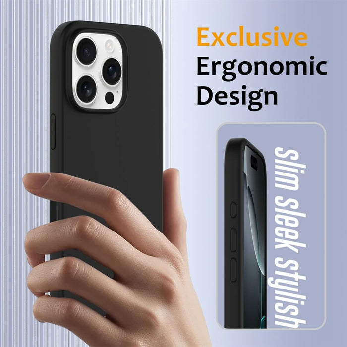 For iPhone 16 Pro Max Case Compatible with MagSafe Liquid Silicone Phone Cover with Camera Touch Control Button - Black - 4