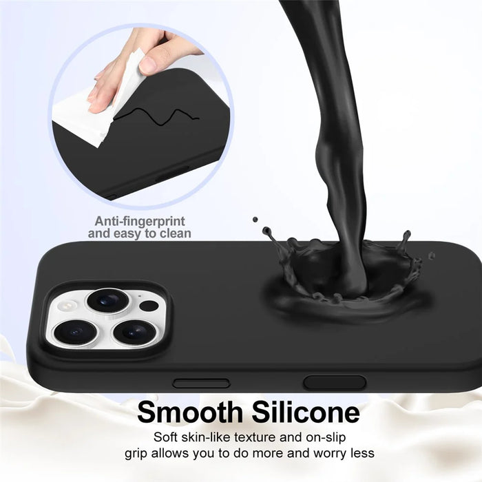 For iPhone 16 Pro Max Case Compatible with MagSafe Liquid Silicone Phone Cover with Camera Touch Control Button - Black - 5