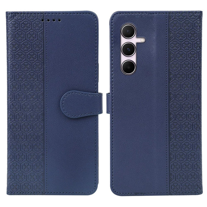 For Samsung Galaxy A26 5G Case Magnetic Clasp Four Leaf Clover Leather Phone Cover - Blue - 1