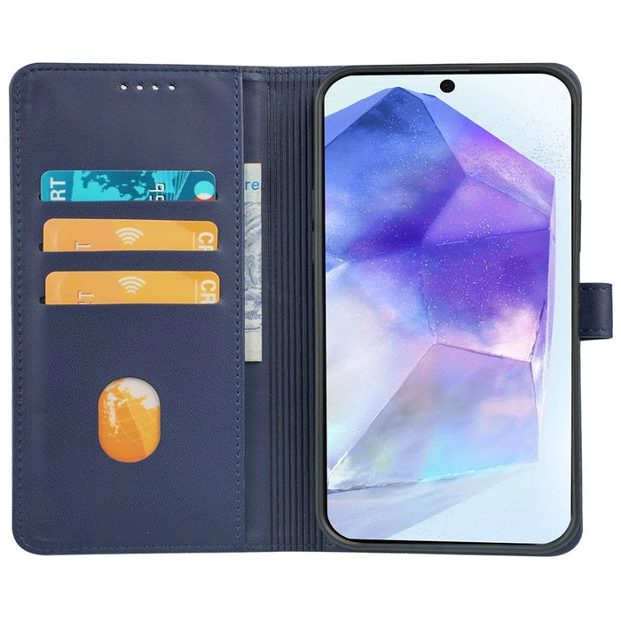 For Samsung Galaxy A26 5G Case Magnetic Clasp Four Leaf Clover Leather Phone Cover - Blue - 2