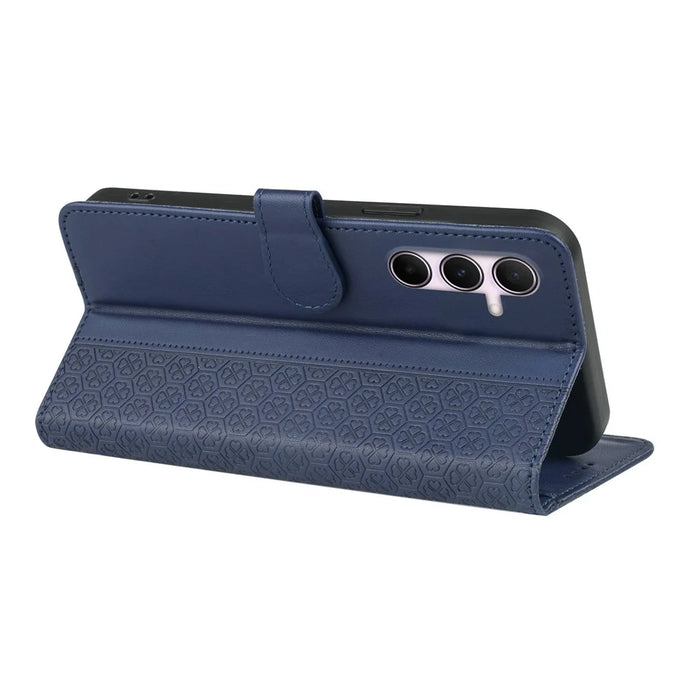 For Samsung Galaxy A26 5G Case Magnetic Clasp Four Leaf Clover Leather Phone Cover - Blue - 4