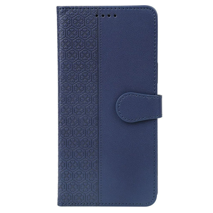 For Samsung Galaxy A26 5G Case Magnetic Clasp Four Leaf Clover Leather Phone Cover - Blue - 5