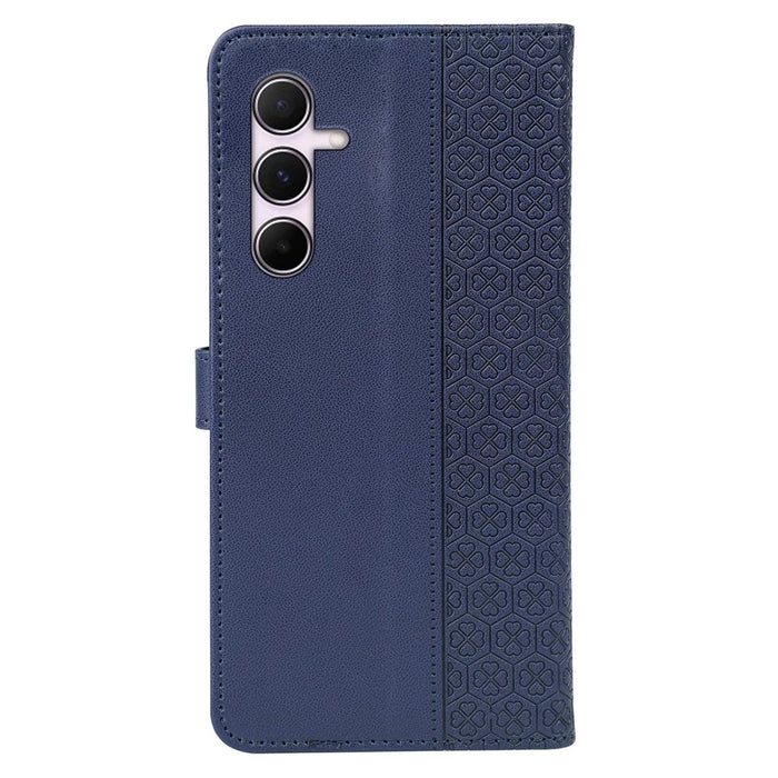 For Samsung Galaxy A26 5G Case Magnetic Clasp Four Leaf Clover Leather Phone Cover - Blue - 6