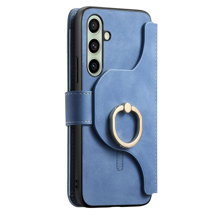 For Samsung Galaxy A26 5G Magnetic Leather Case with Detachable RFID Blocking Zipper Wallet Cover - Blue - 2