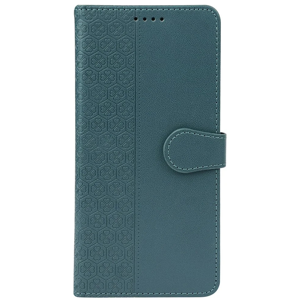 For Samsung Galaxy A36 5G / A56 5G Case Magnetic Clasp Four Leaf Clover Leather Phone Cover - Green - 5
