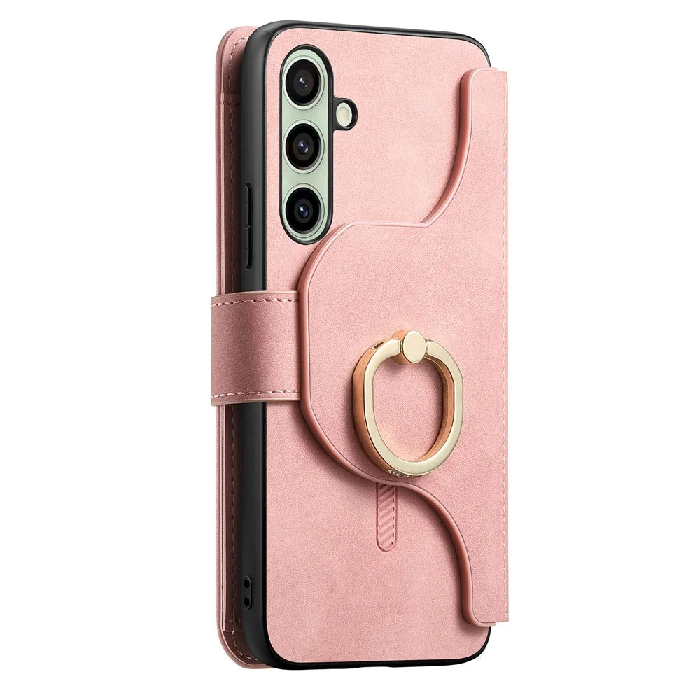 For Samsung Galaxy A36 5G Magnetic Leather Case with Detachable RFID Blocking Zipper Wallet Cover - Pink - 2
