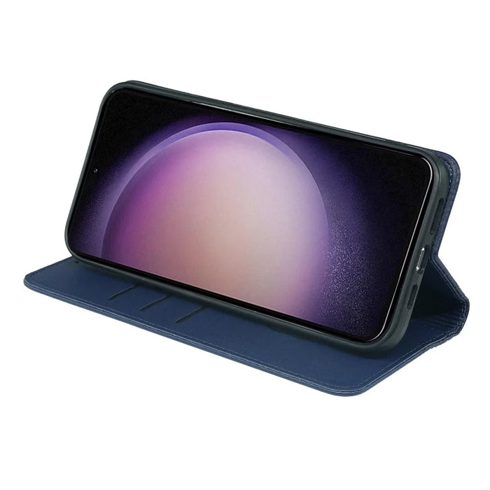 For Samsung Galaxy S23 Case Four Leaf Clover Leather Flip Phone Cover Stand Wallet - Blue - 3