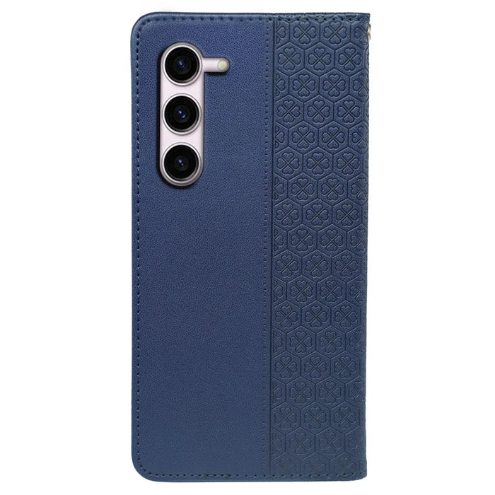 For Samsung Galaxy S23 Case Four Leaf Clover Leather Flip Phone Cover Stand Wallet - Blue - 6