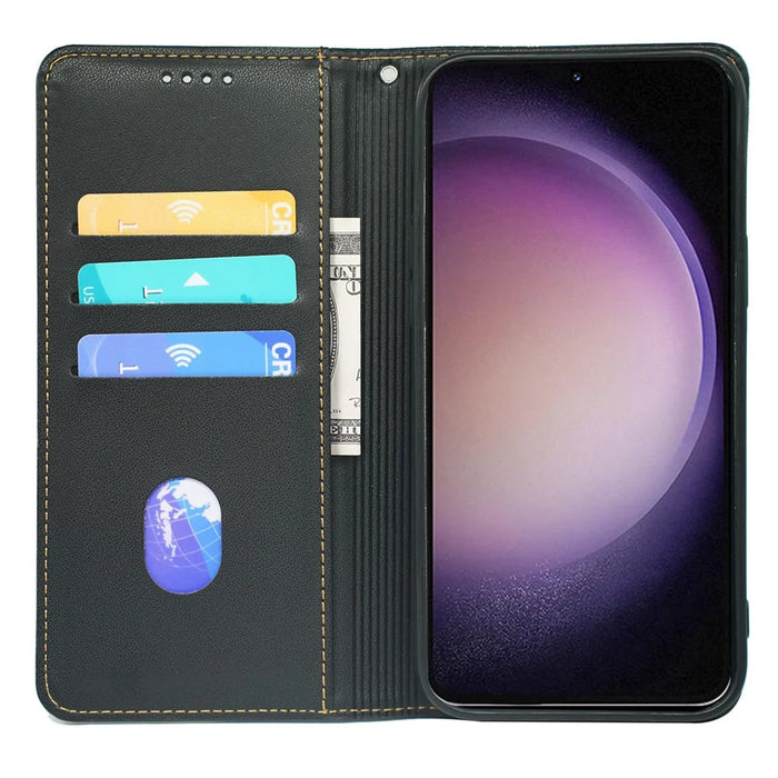 For Samsung Galaxy S23+ Case Four Leaf Clover Leather Flip Phone Cover Stand Wallet - Black - 2