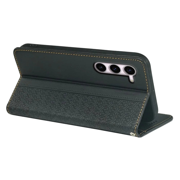 For Samsung Galaxy S23+ Case Four Leaf Clover Leather Flip Phone Cover Stand Wallet - Black - 4